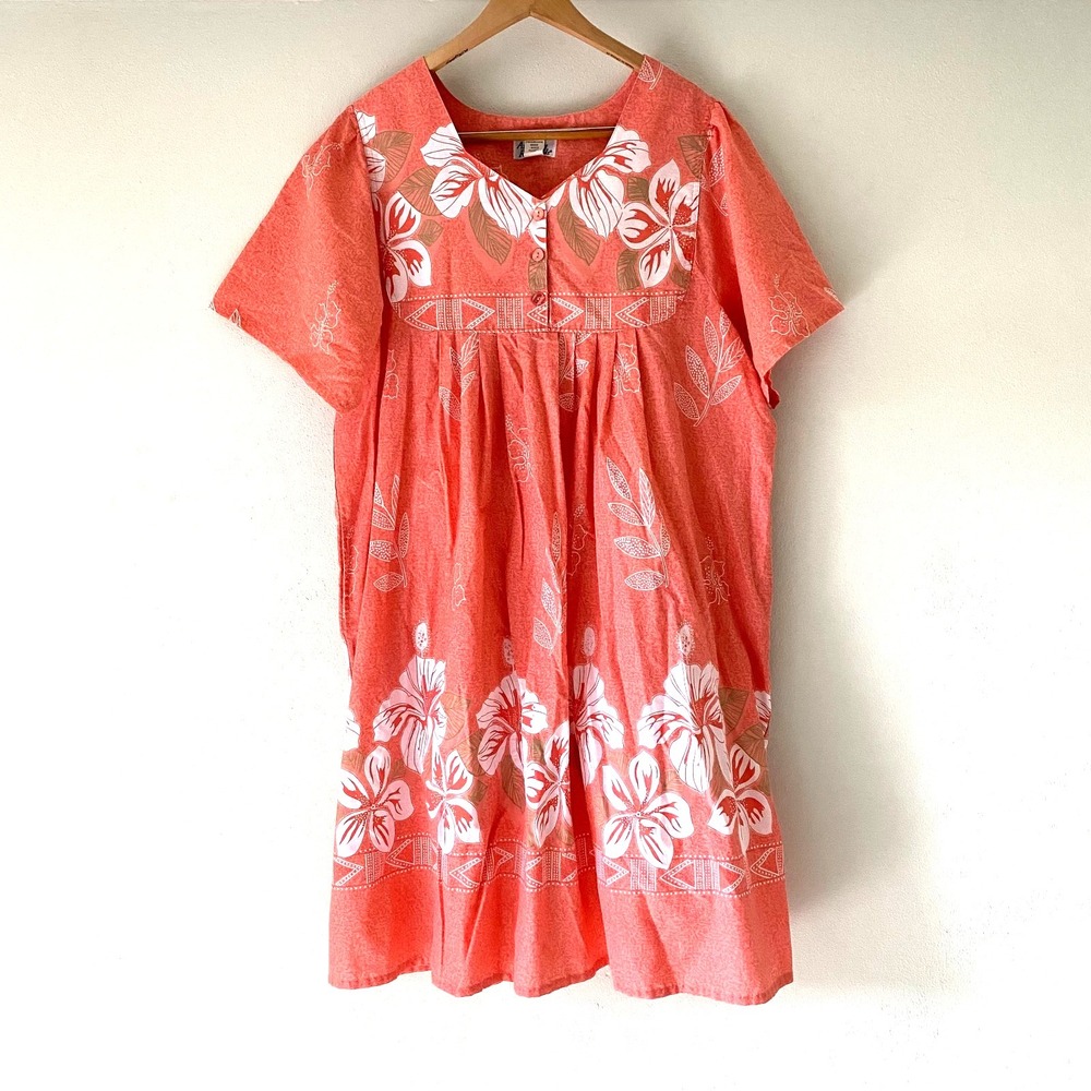 Anthony Richards Mummu House Dress 2X Tropical Floral Pockets Cotton